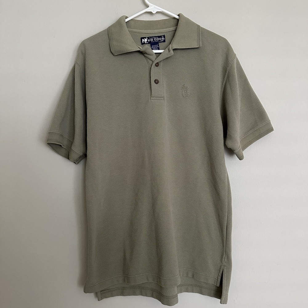 Big Dogs Polo‎ Shirt Beige Size Medium Cotton Poly Blend